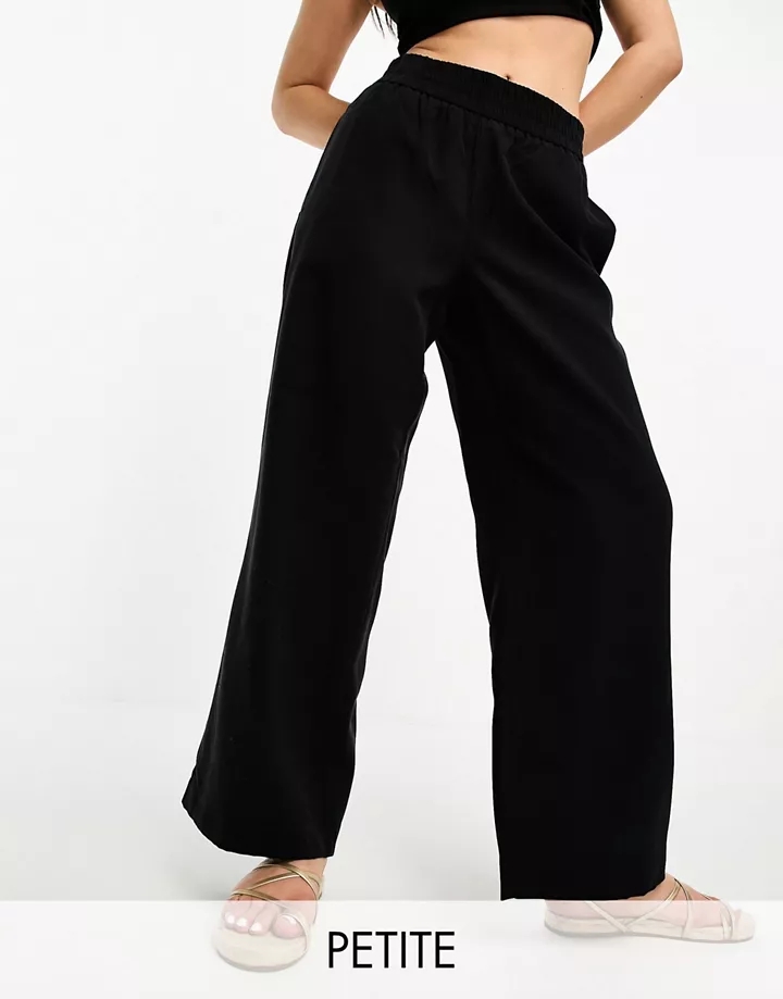 Pantalones negros de pernera ancha de Vero Moda Petite Negro CIace0ZH