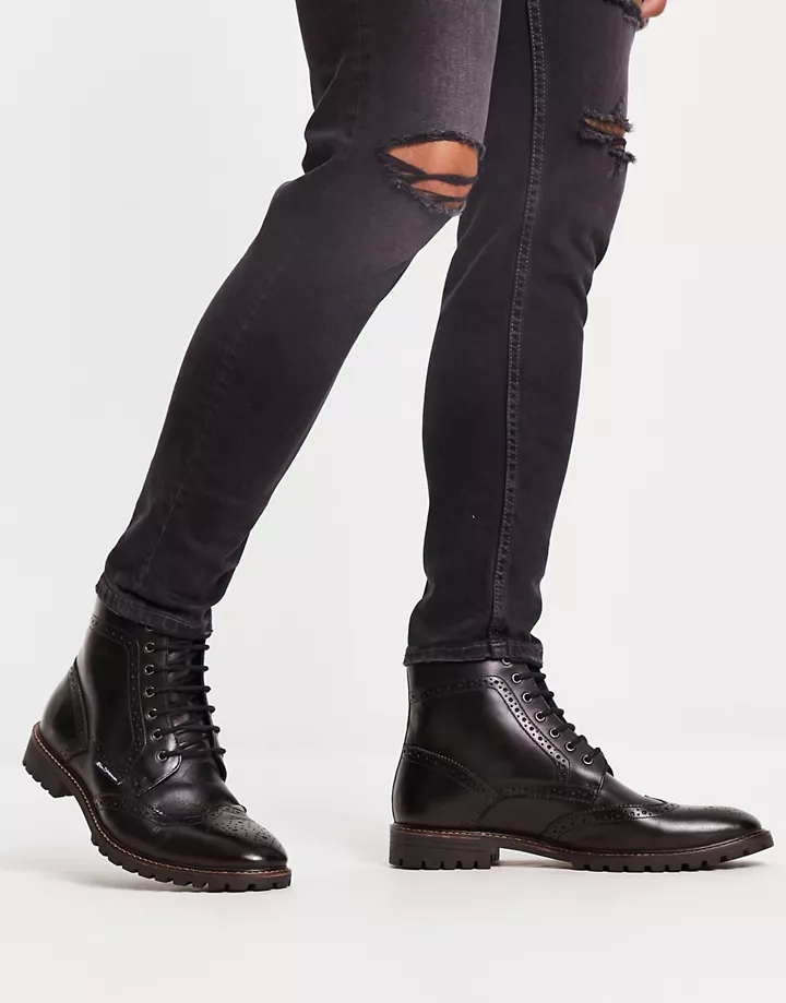 Botas de vestir negras estilo zapatos Oxford de cuero de Ben Sherman Negro flSrdm3r